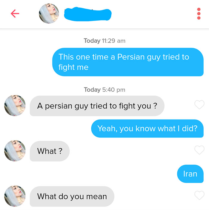 Tinder Fail. Her Bio Says She Is "Persian"