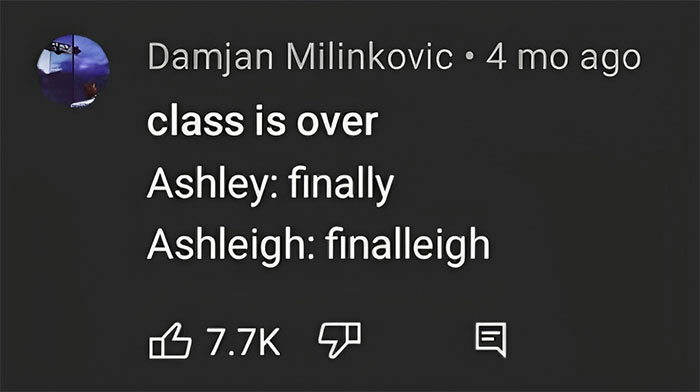 Comment about unusual spellings, highlighting differences in name endings.