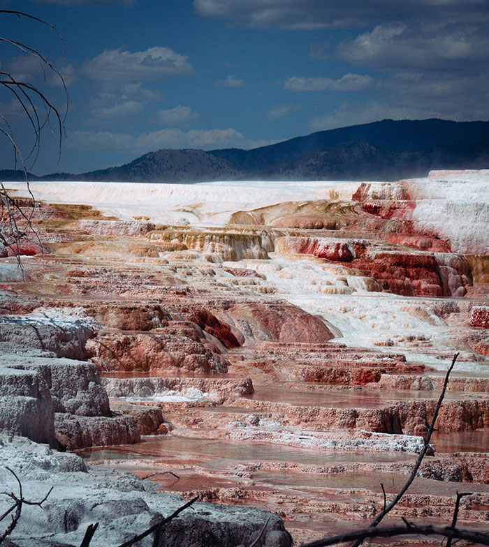 Scenic view of Mammoth hot spring