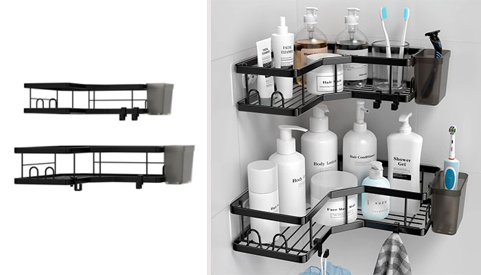 Bathroom Organization - AKTECKE Adhesive Corner Shower Caddy