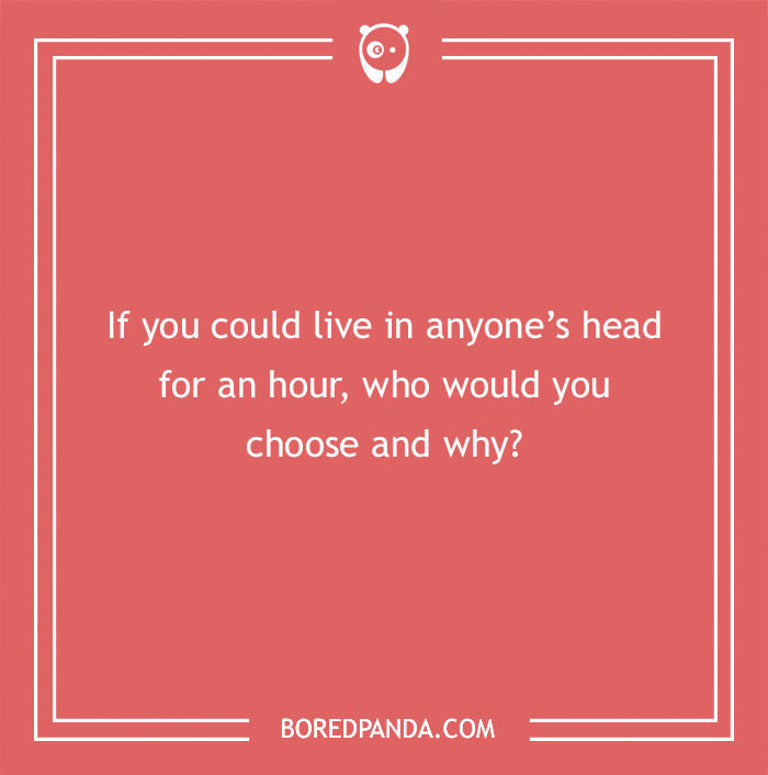 Text on a red background posing a funny hypothetical question about living in someone's head.