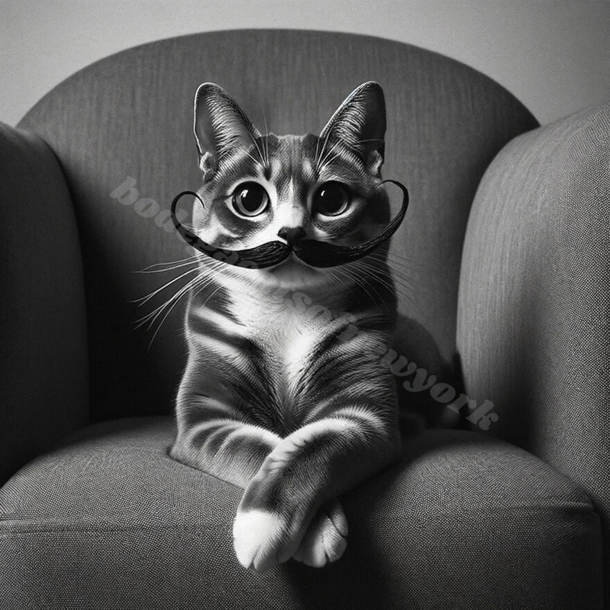 Regal Dali Style Mustache On Cat