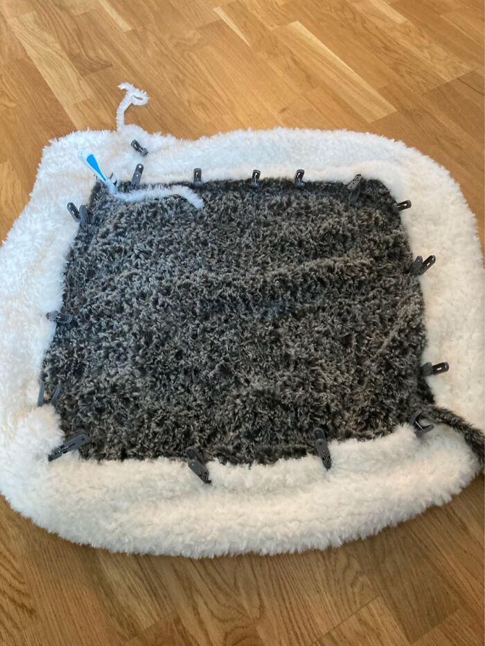 Almost Done, Just Need To Attach The White Part. Knitted Blanket Made For A Good Friend’s Baby