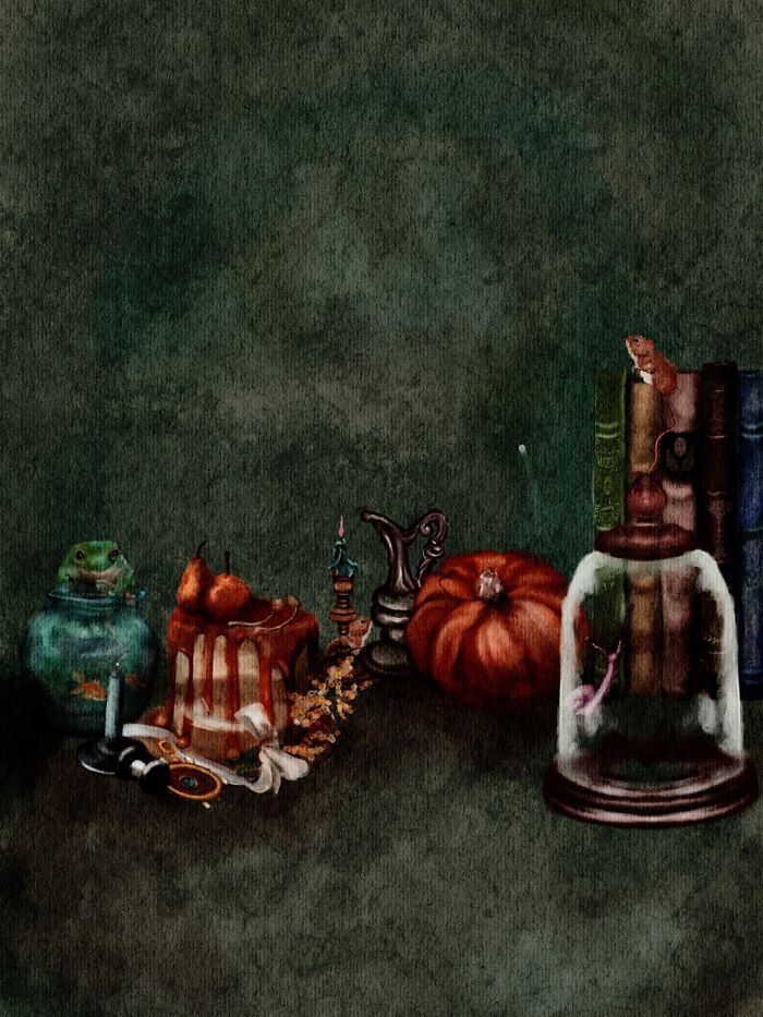 I Created Halloween-Themed Watercolor Artwork