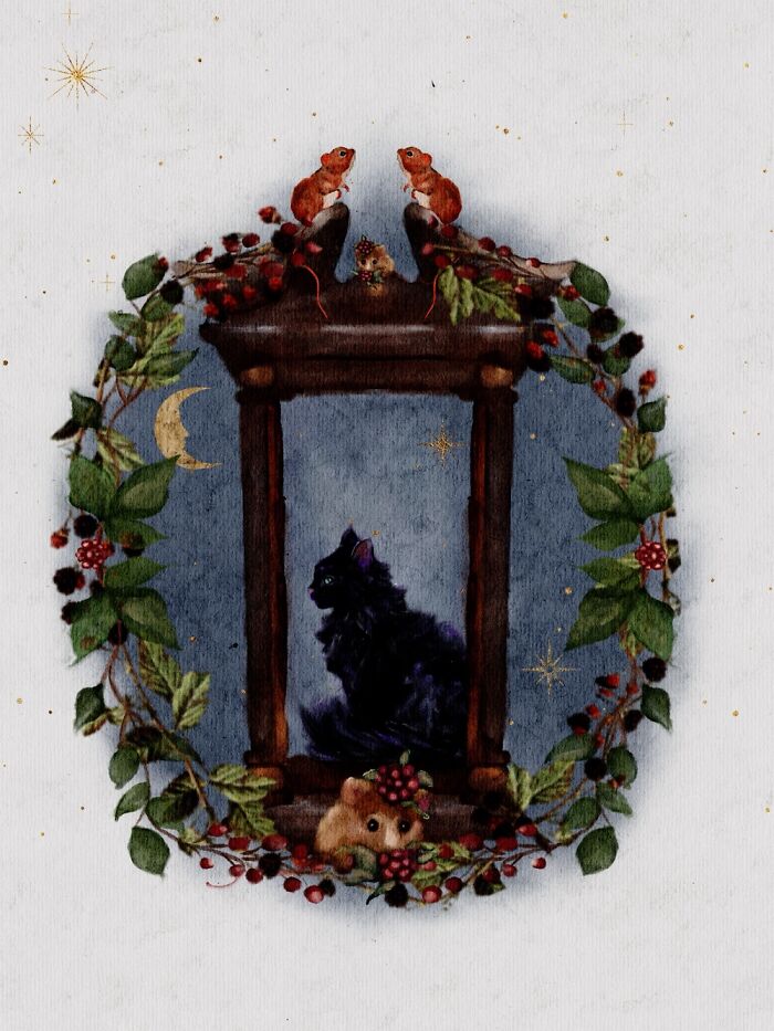 I Created Halloween-Themed Watercolor Artwork