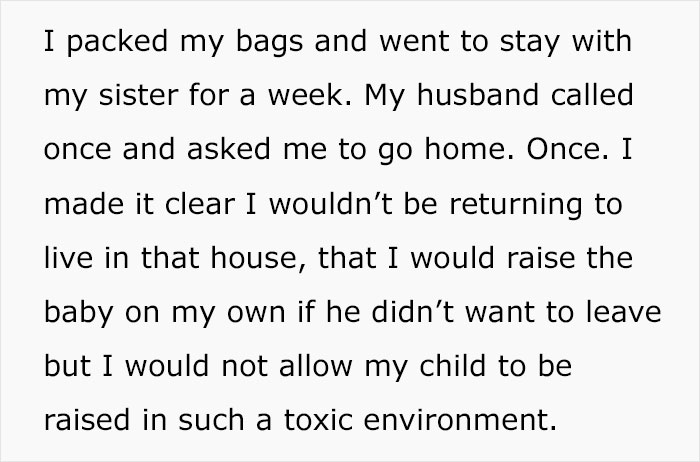 Woman leaves husband who refuses to stand up to parents treating her like a maid in a toxic environment.