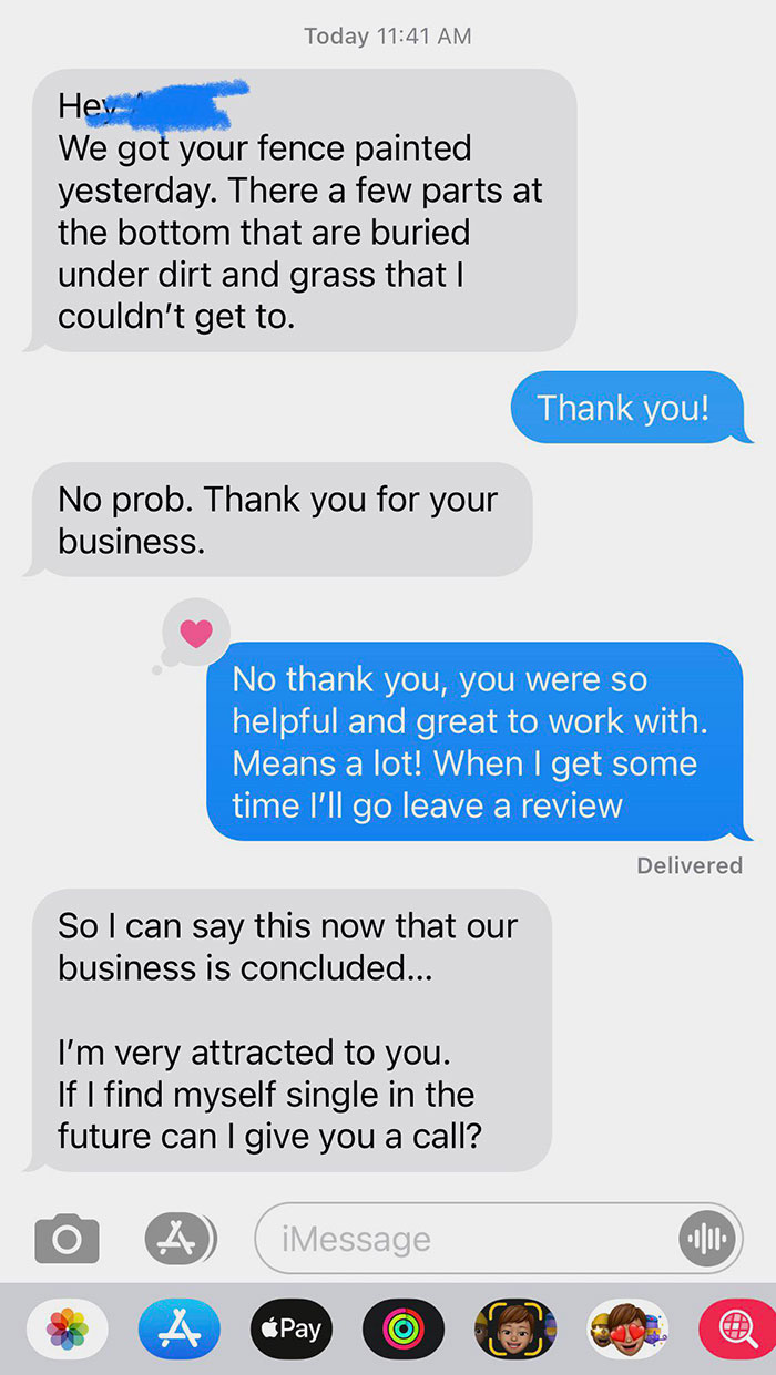 My Sister Just Got This From The Man Painting Her Fence. Cheating Is More Appropriate Than Hitting On A Client, Apparently