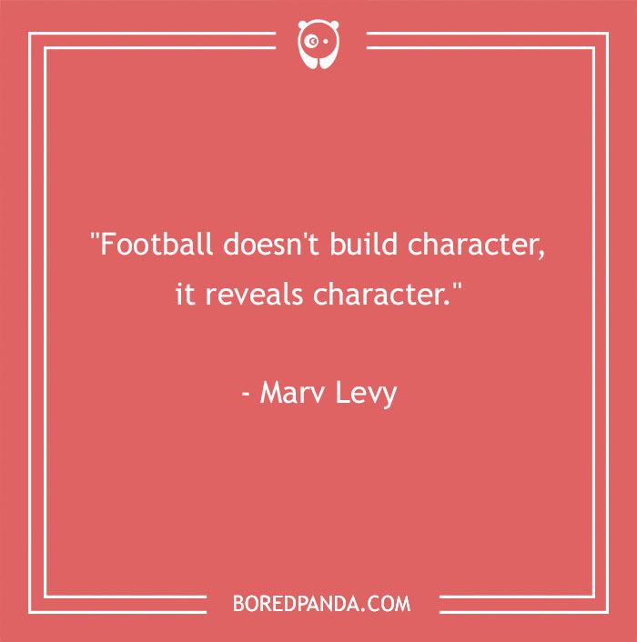Inspirational sports quote by Marv Levy on a red background.
