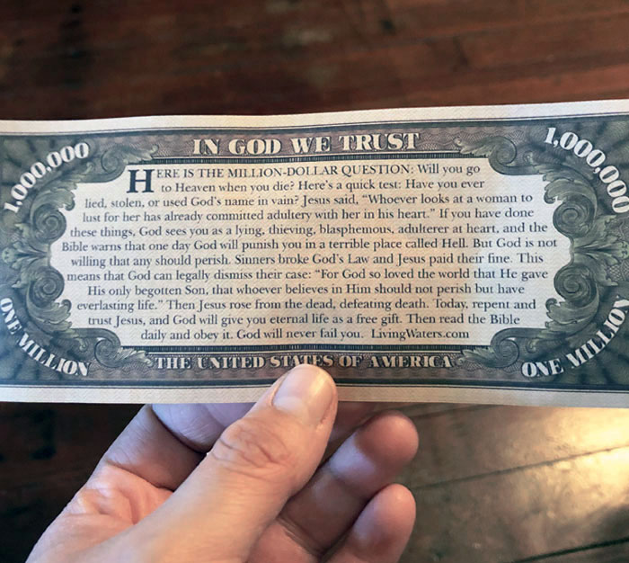 Got This In My Kid’s Halloween Candy. It Is Talking About Lust And Adultery. Why Hand These Out To Children? So Gross. To The Paper Shredder, It Goes. It Is Also Disguised As Money