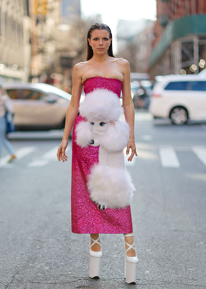 Julia's Cartoon Poodle Dress For Nyfw
