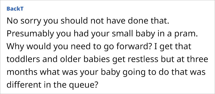 "[Am I Being Unreasonable] To Think That It's OK To Jump The Queue When With An Infant?"