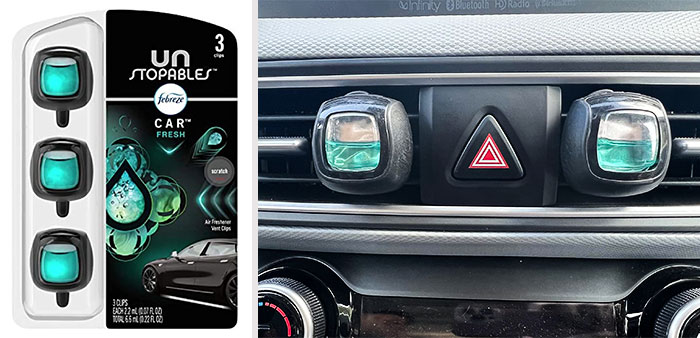 Febreze Unstopables Car Odor-Fighting Car Freshener: Ensures your car stays welcoming and fresh-smelling for every journey.