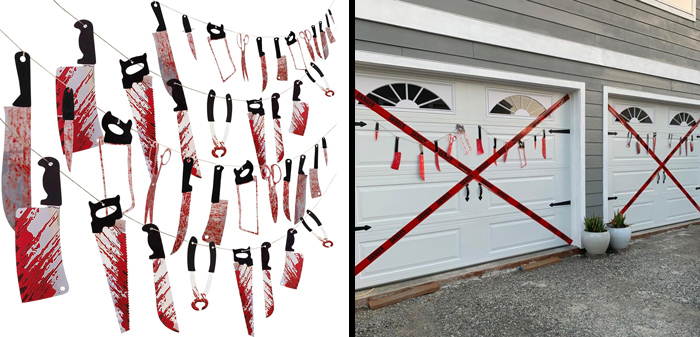 Moon Boat 4 Sets Bloody Garland Banner: A gore-geous decorative option to bring bloody good fun and a hauntingly chilling movie scene right into your backyard this Halloween.