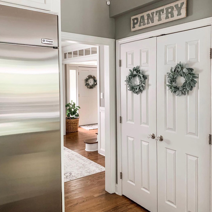 Doubled white pantry door 