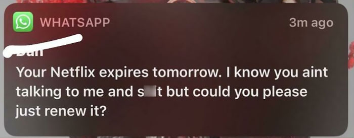 My Ex That I Haven’t Talked To In 6 Months Had The Audacity To Ask Me To Renew My Netflix Account So She Could Use It