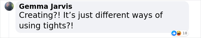 Comment about fashion choices related to Bianca Censori, discussing creative use of tights.