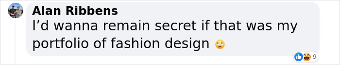 Comment about fashion design secret team dressing Bianca Censori with a surprised emoji reaction.