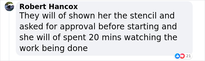 Comment discussing a tattoo blunder going viral on TikTok, mentioning stencil and approval process.