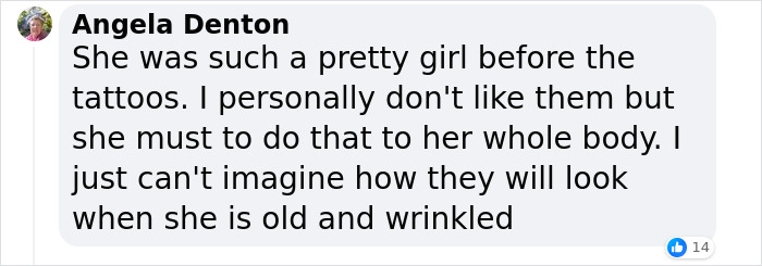 Social media comment on Britain’s most tattooed woman highlighting opinions on her tattoos and appearance. Social media comment on Britain’s most tattooed woman highlighting opinions on her tattoos and appearance.