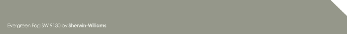 Evergreen Fog SW 9130 paint sample by Sherwin-Williams showing a muted green-gray shade popular in 2024 colors.