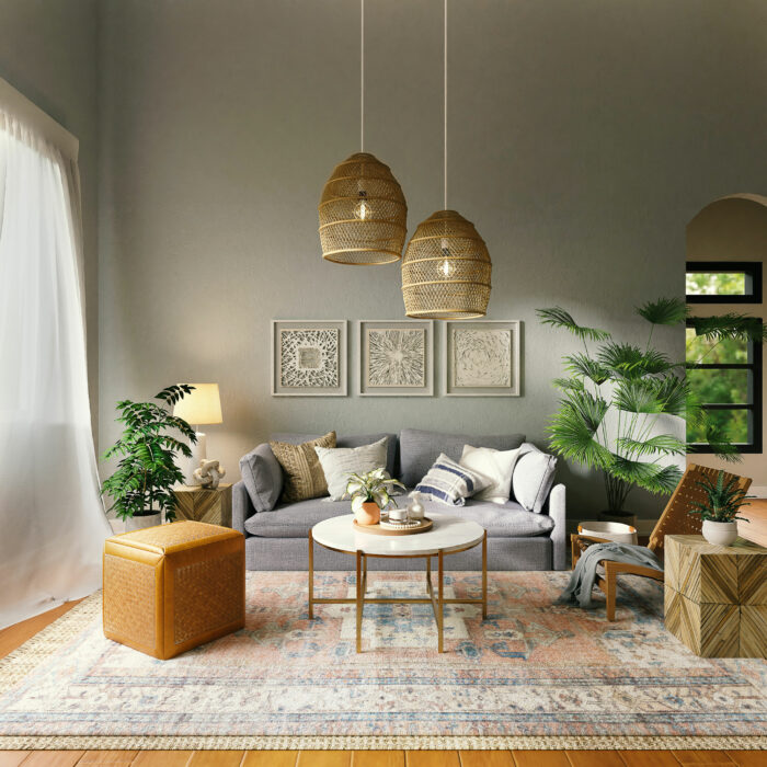 Living room featuring Sherwin-Williams paint colors with brown wooden table and chairs in a cozy setting.
