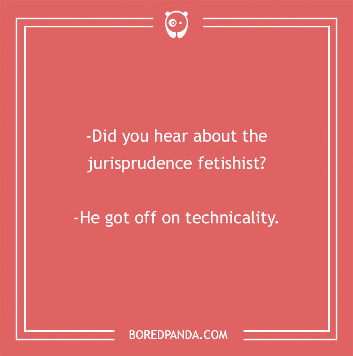 Funny smart joke about jurisprudence fetishist on a red background by boredpanda.com.