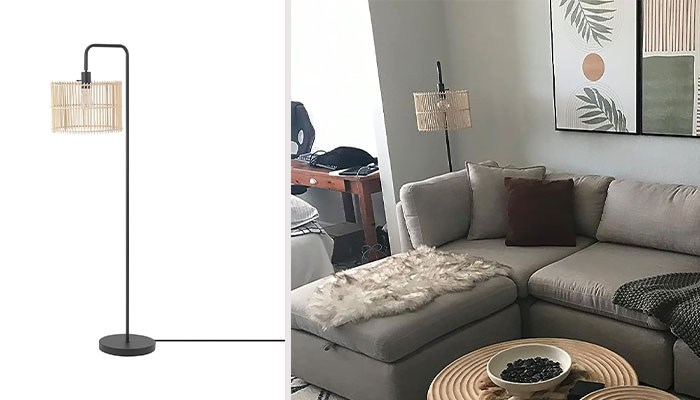 Sleek And Sophisticated: Elevate Your Lighting Game With The Barden 58" Floor Lamp - Embrace The Timeless Allure Of Matte Black, Paired With A Bamboo Shade For A Modern Twist, Bringing A Touch Of Refinement To Any Room!