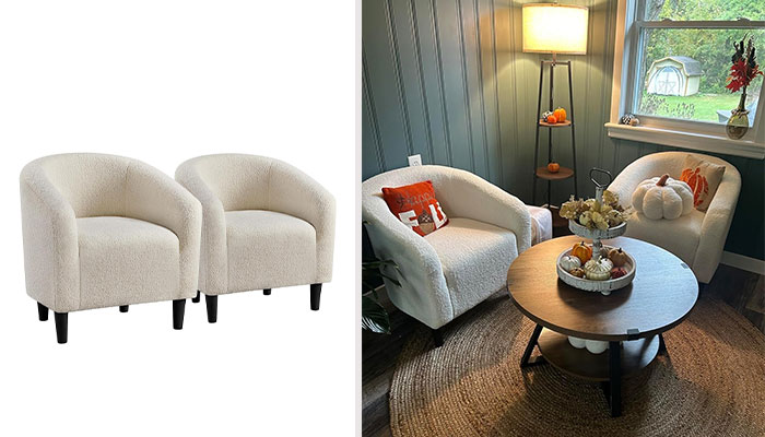 Hug Of Luxury: Embrace Ultimate Comfort And Style With Furry Barrel Accent Chairs - Sporting Fashionable Sherpa Modern Design With Soft Padded Armrests, Ensuring Your Lounge Time Is A Cloud-Like Escape In Your Own Fuzzy Club Chair!