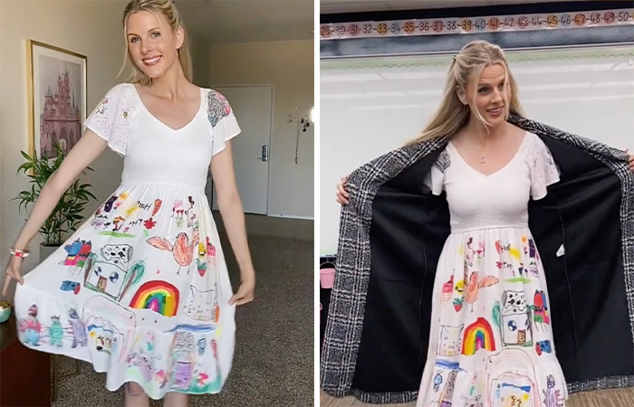 Teacher Gives Students White Dress, They Make It Into A One-Of-A-Kind Dress
