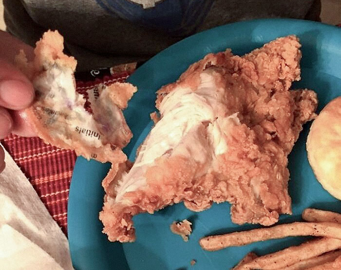 My Boyfriend Found A Newspaper Print In His Chicken