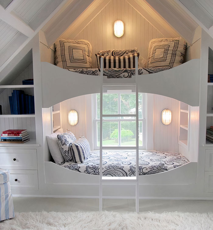 Cozy and bright bunked window seat 