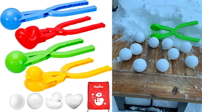 4 Pack Snowball Maker: An easy-to-use tool that churns out perfect snowballs in seconds, keeping your hands clean and warm, and making your snowball fights the pinnacle of epic winter play!