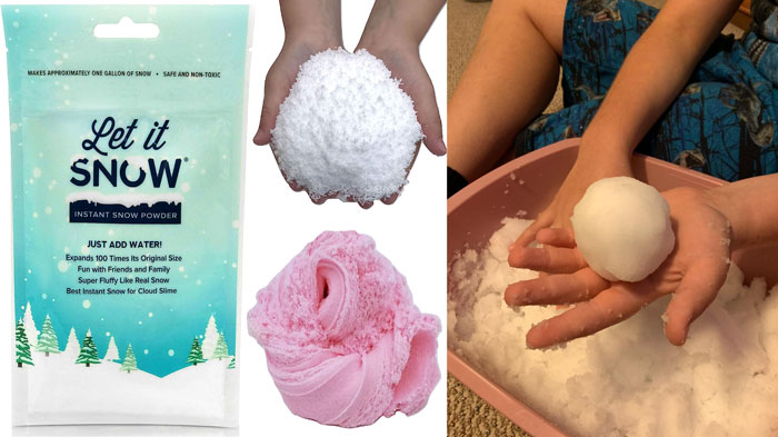 Instant Snow Powder: A safe, non-toxic artificial snow that erupts in seconds - perfect for a fun addition to slime kits or an impromptu winter wonderland décor.