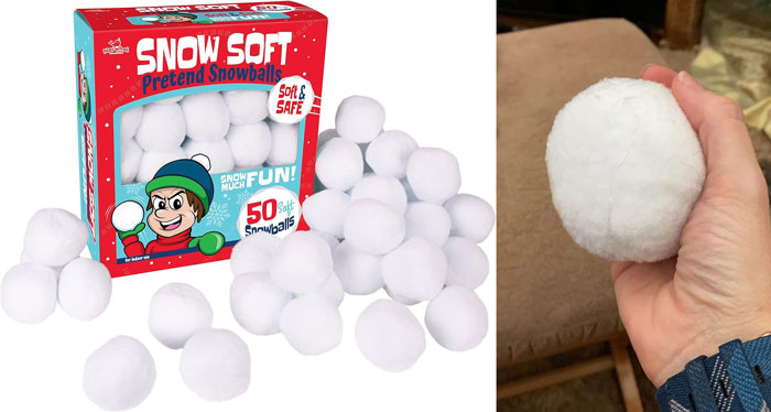 50-Pk Fake Snowballs For Kids: Perfect for indoor and outdoor snowball fights and holiday decorations that'll keep the laughter and joy alive even off-season!