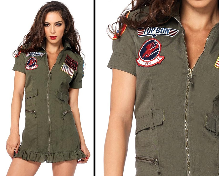 Leg Avenue Women's Licensed Top Gun Flight Dress Costume: Who needs Maverick when you can be the star of the show? 