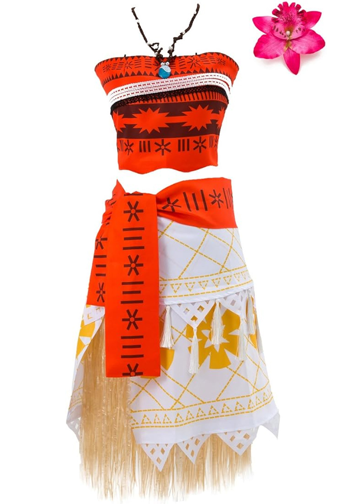 Ainiel Women Skirt Set With Necklace Halloween Costume: Become a daring island princess with this Moana-inspired costume set. 