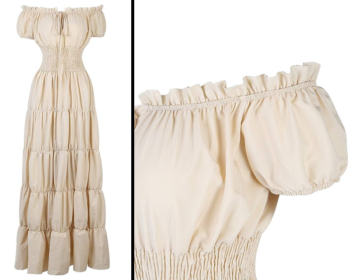 Zhitunemi Renaissance Women Medieval Chemise Dress Costume: Embrace your inner history lover and bring the medieval era to life with this versatile peasant dress.