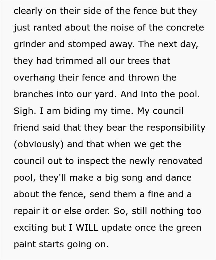 Person Wreaks Petty Revenge On Neighbor Who Kept Complaining About Their Pool By Painting It Green Person Wreaks Petty Revenge On Neighbor Who Kept Complaining About Their Pool By Painting It Green