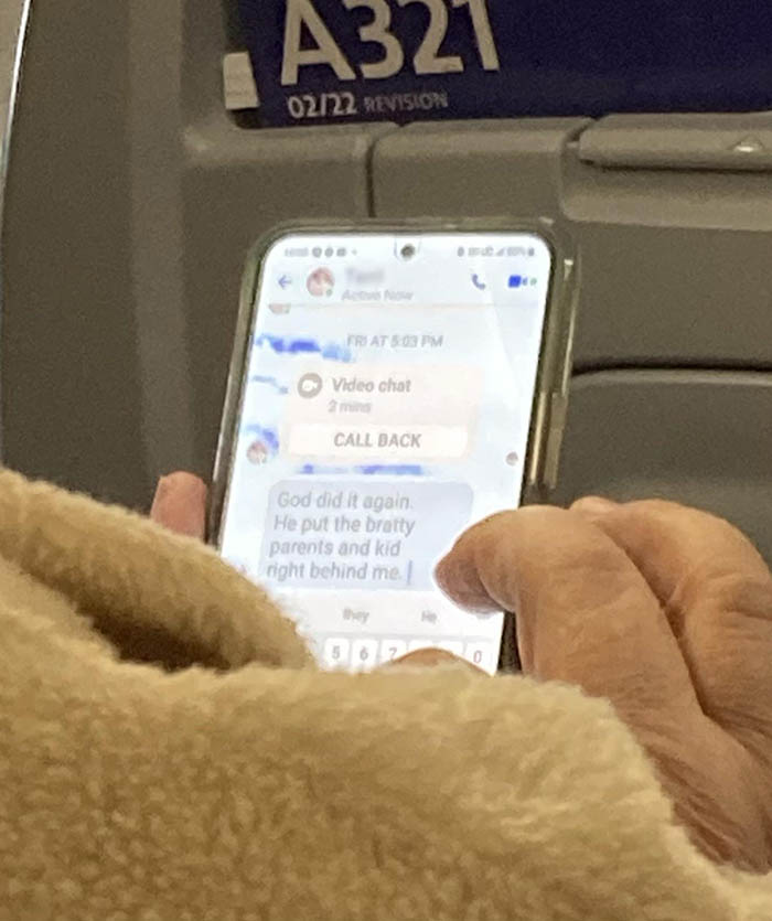 &ldquo;[God] Is Really Testing My Patience&rdquo;: Elderly Lady Rants About Well-Behaved Kid On The Plane