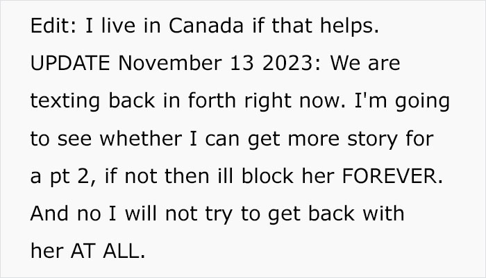 Text excerpt discussing a lottery winner refusing to share the prize with girlfriend and ending the relationship over demands.