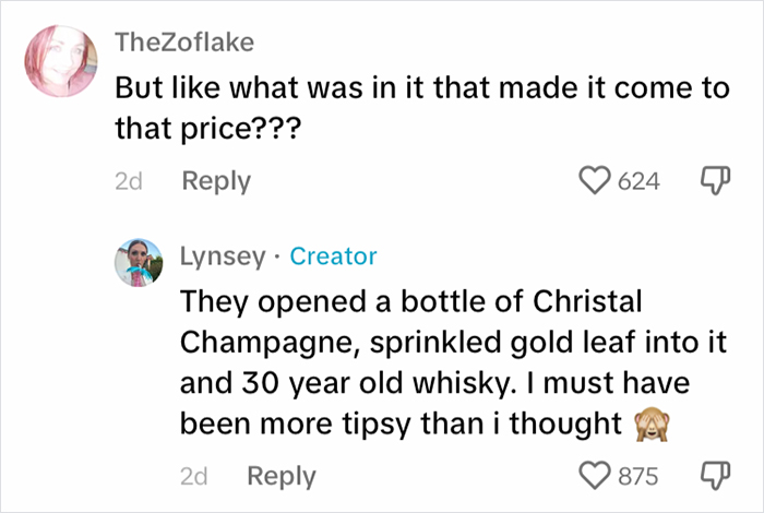 &ldquo;I Burst Into Tears&rdquo;: Woman Orders A Cocktail For Under &pound;20, Learns It&rsquo;s Actually &pound;1,890