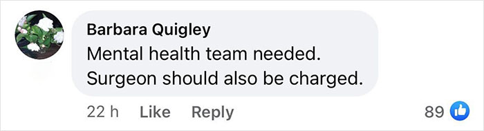 Social media comment criticizing woman's inked look after body modifications.