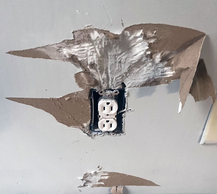 My Dog Chewed A Hole In My Living Room Wall Last Night. Safe To Say She’s Lost Her Roaming Privileges At Night