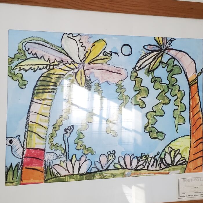 1st Grade Art Has Been Hanging In The Bathroom For Years