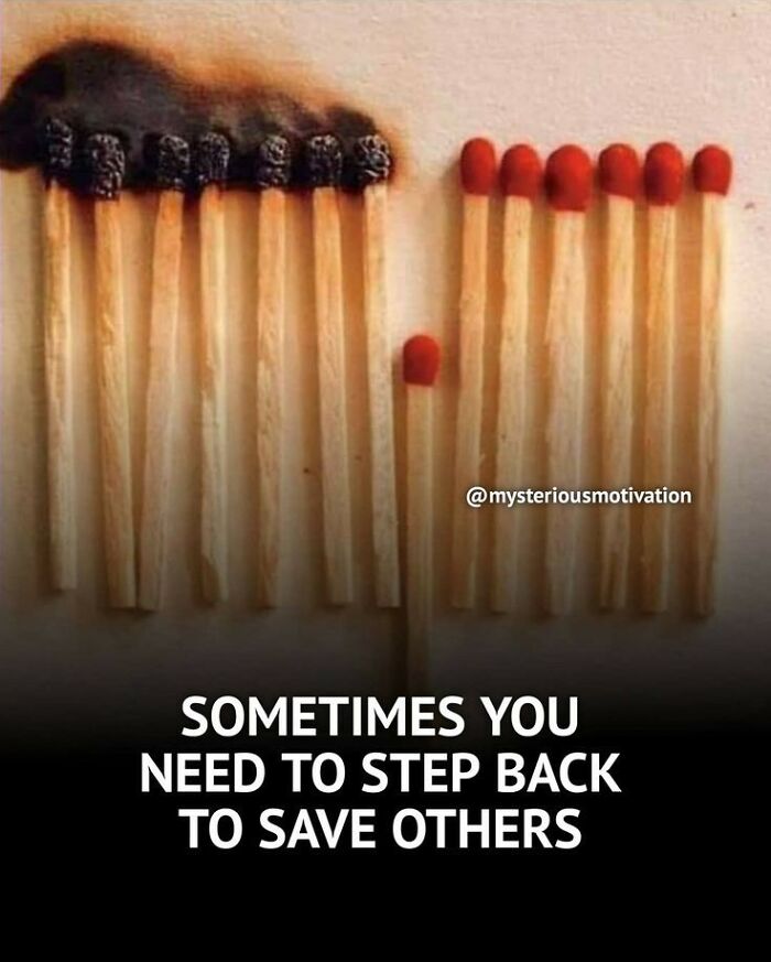 Burned and unlit matches with one match stepping back preventing fire spread, highlighting issues in society.