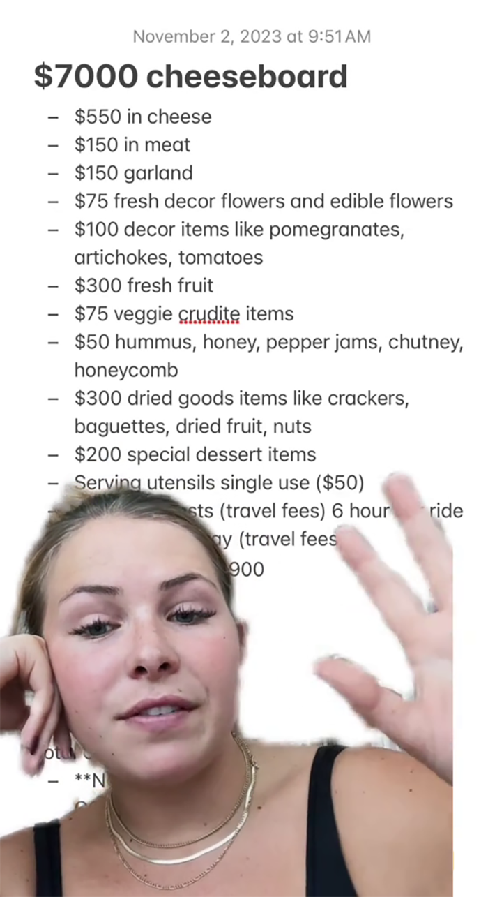 Woman Charges $7,000 For A Cheese Board, Gives The Cost Breakdown After People Freak Out