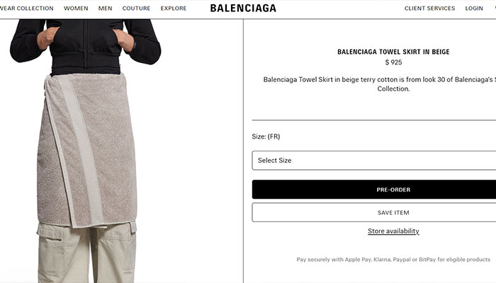 IKEA Shares Hilarious Comeback To Balenciaga&rsquo;s $925 &ldquo;Towel Skirt&rdquo;