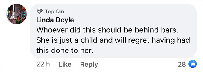 Facebook comment criticizing woman's tattoo modifications.