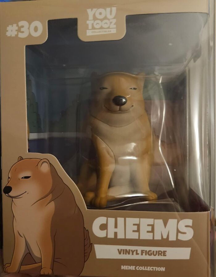 Cheems vinyl figure in box, ideal unconventional present for weirdo friends.