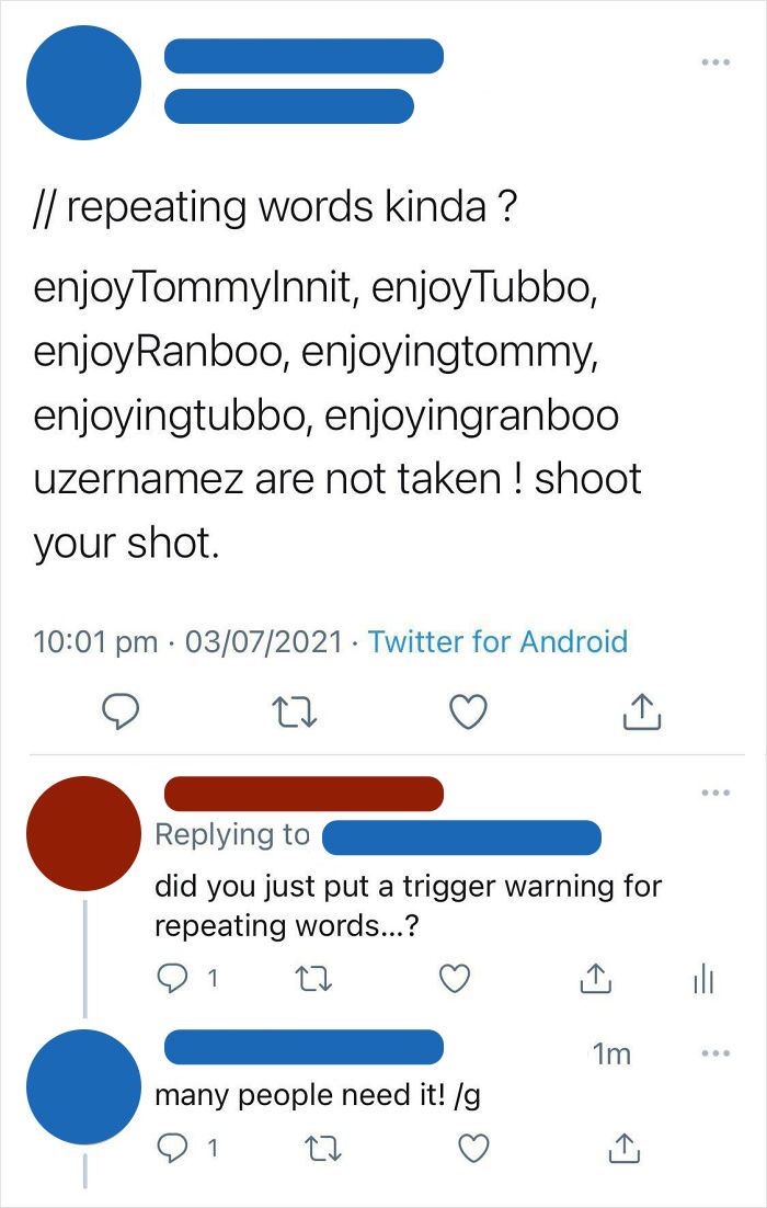 Mctwt Stan Putting A Tw For Repeating Words…